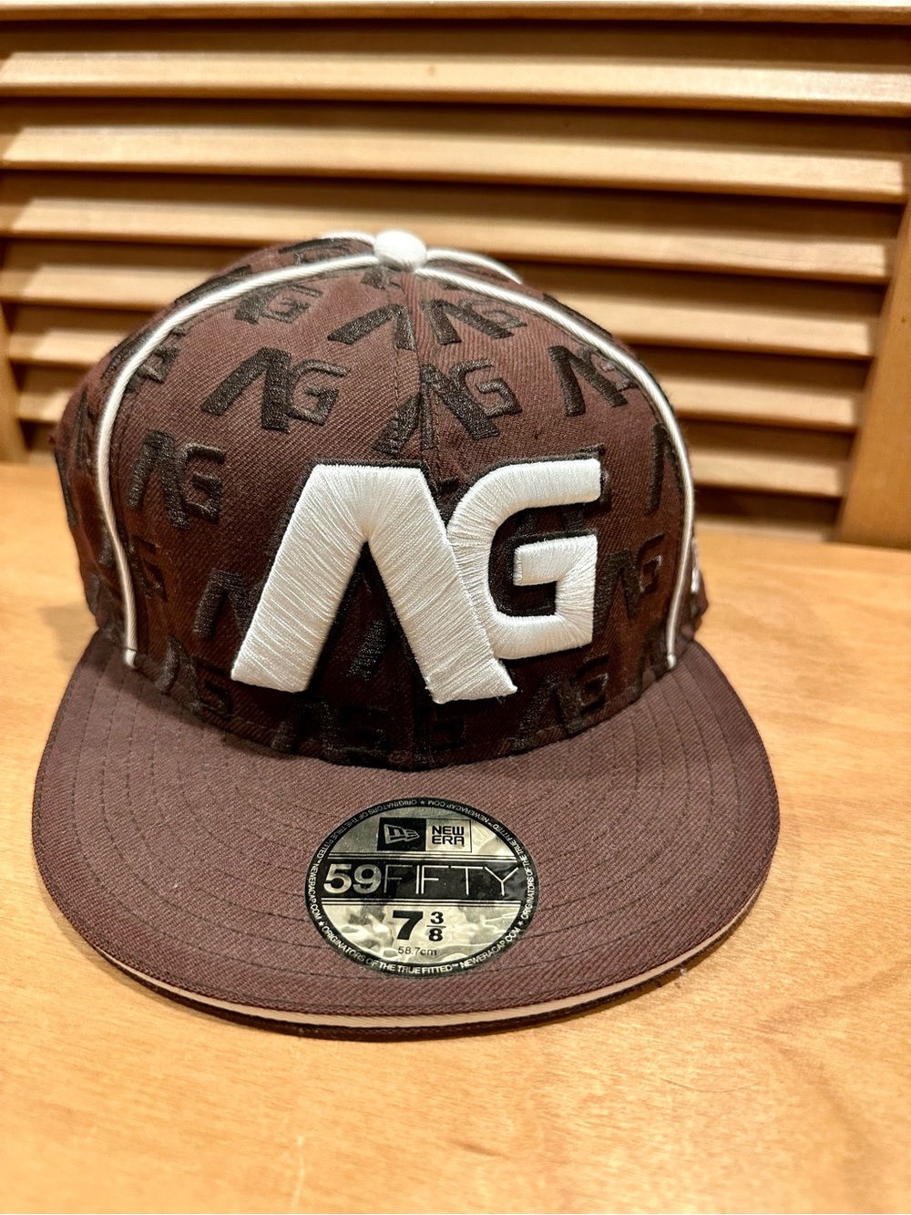 Analog Brown and White Fitted Cap Interior